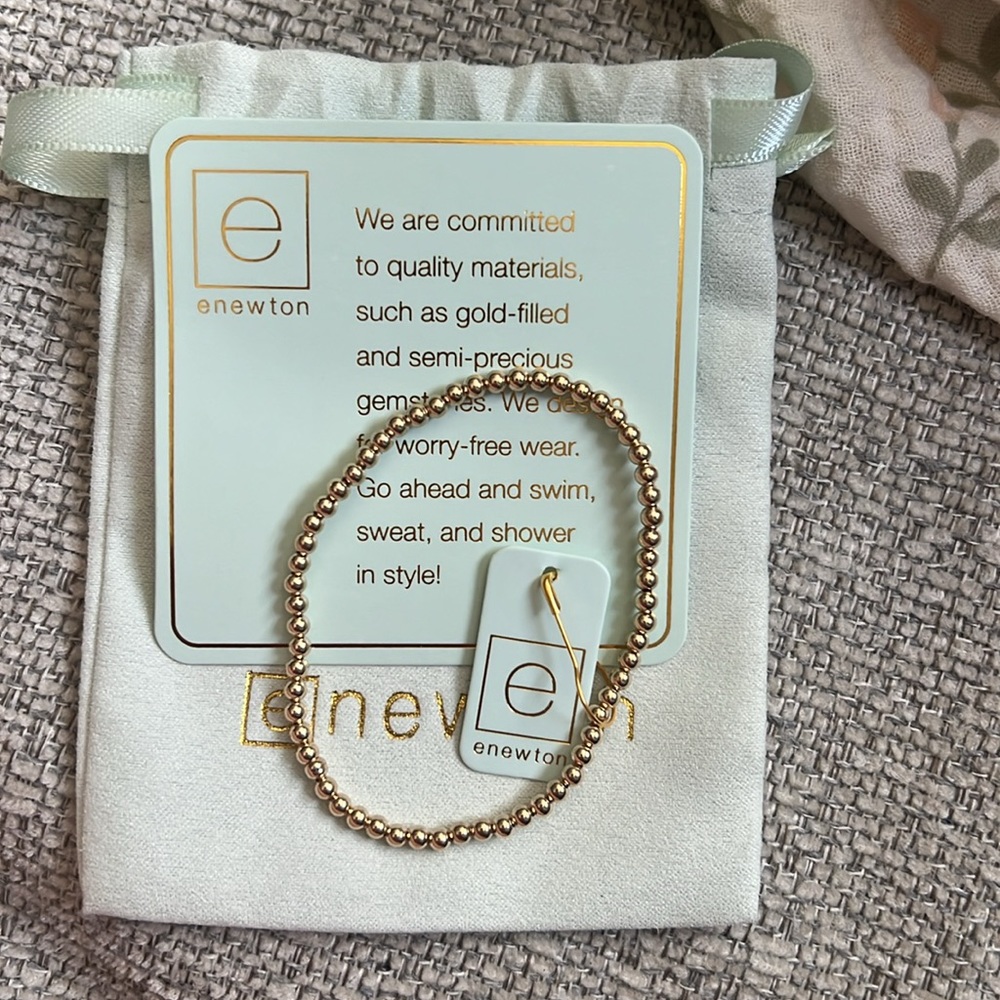 eNewton classic gold 3mm bead bracelet
